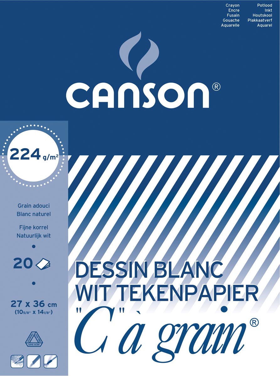 Canson - tekenblok C à grain 224 g/m², ft 27 x 36 cm