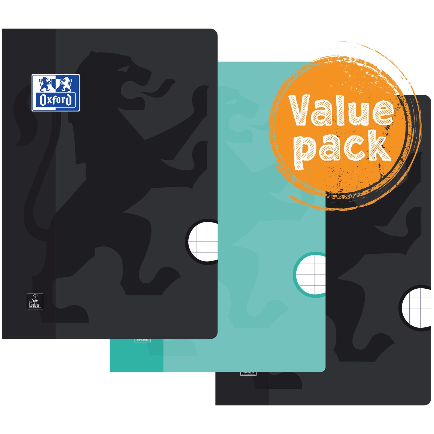 Oxford - Exercise book School A4 diamond 10x10mm 72 pages 80gr assorted pack of 3