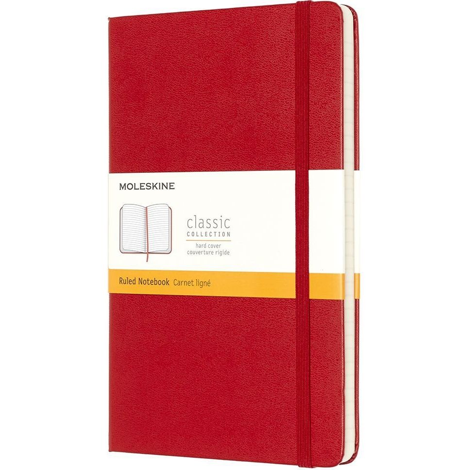 Moleskine - Carnet grand format 130x210mm ligne couverture rigide rouge