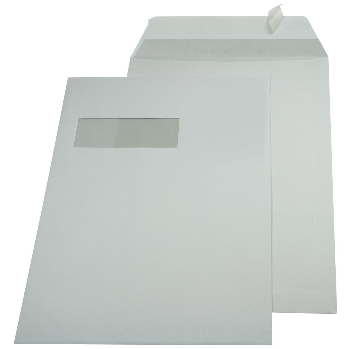 Gallery - buste ft 229 x 324 mm, finestra sinistra, chiusura a nastro, interno grigio, scatola da 250 pezzi