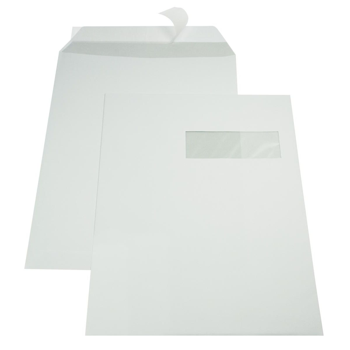 Gallery - buste ft 229 x 324 mm, finestra destra, chiusura a nastro, interno grigio, scatola da 250 pezzi