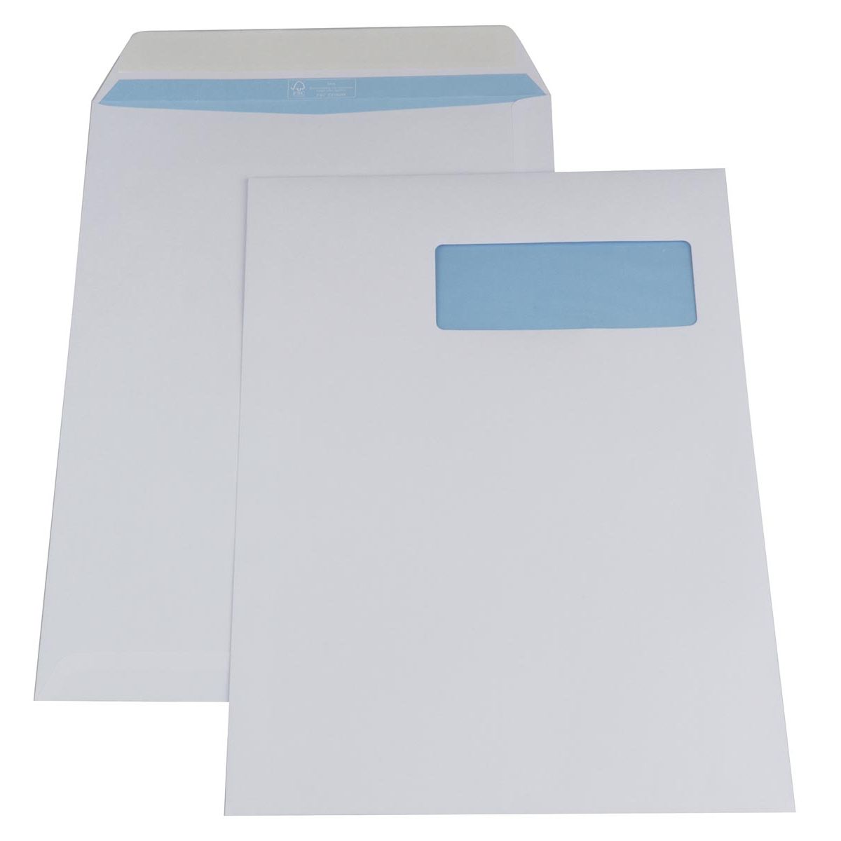 Gallery - enveloppes ft 230 x 310 mm, fenêtre droite, fermeture à bande, intérieur bleu, boîte de 250 pièces