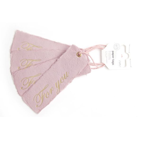 Klika - For You papertag 3,7 x 12cm roze 4 stuks