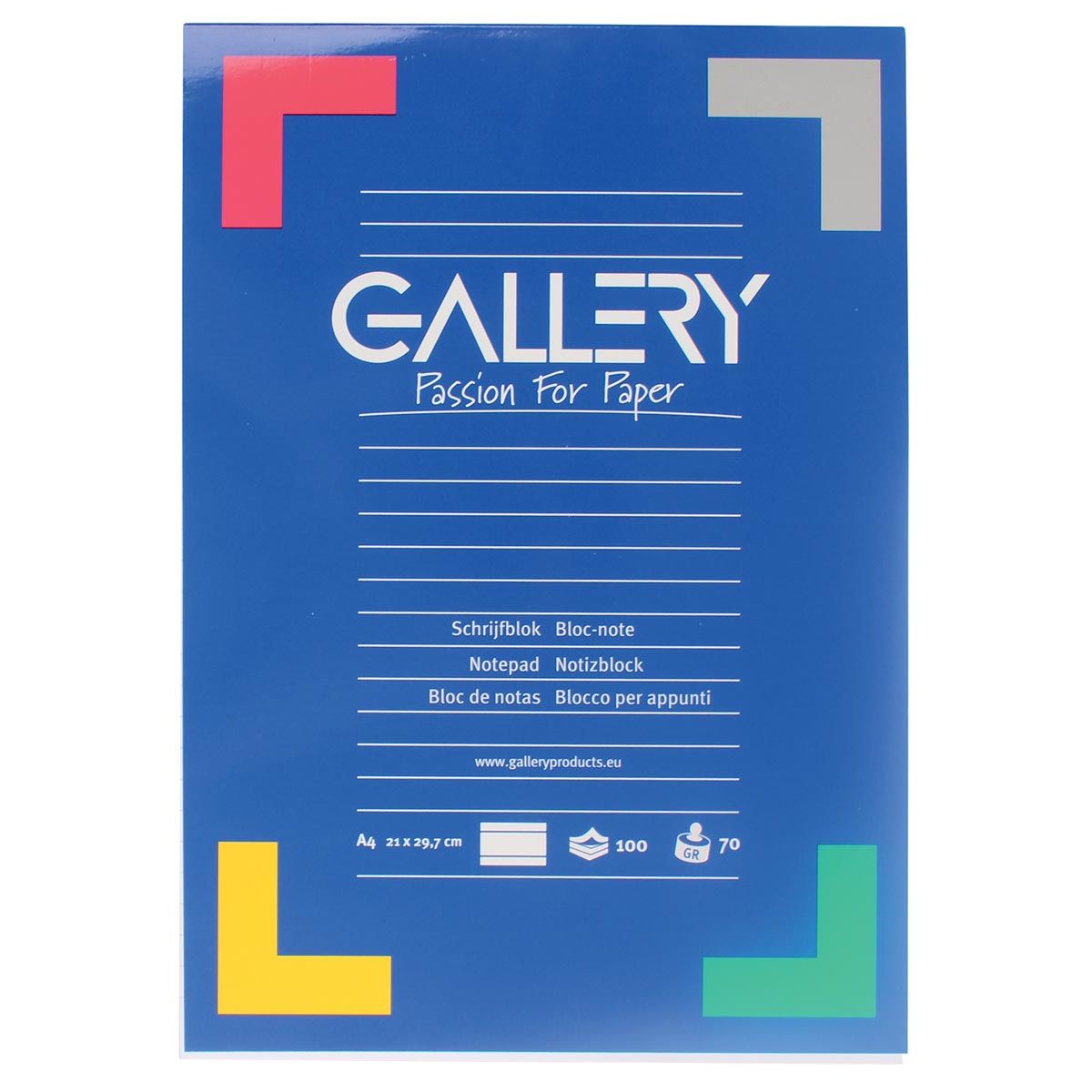 Gallery - schrijfblok, ft A4, gelijnd, 100 vel