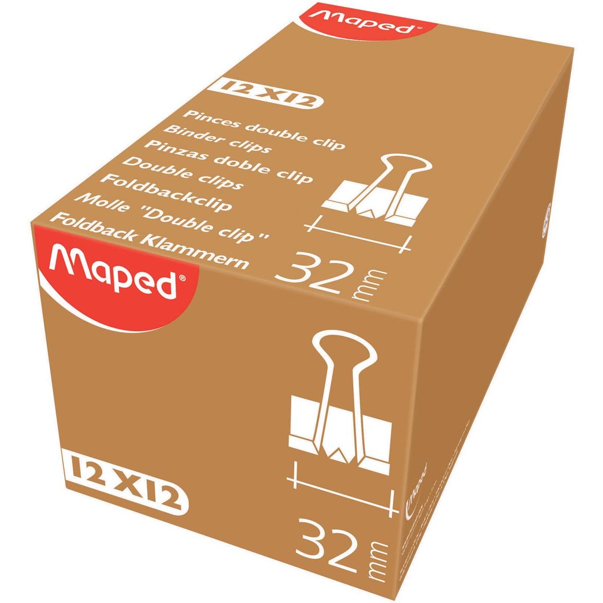 Maped Office - clip plegable 32 mm, negro, caja de 12 piezas
