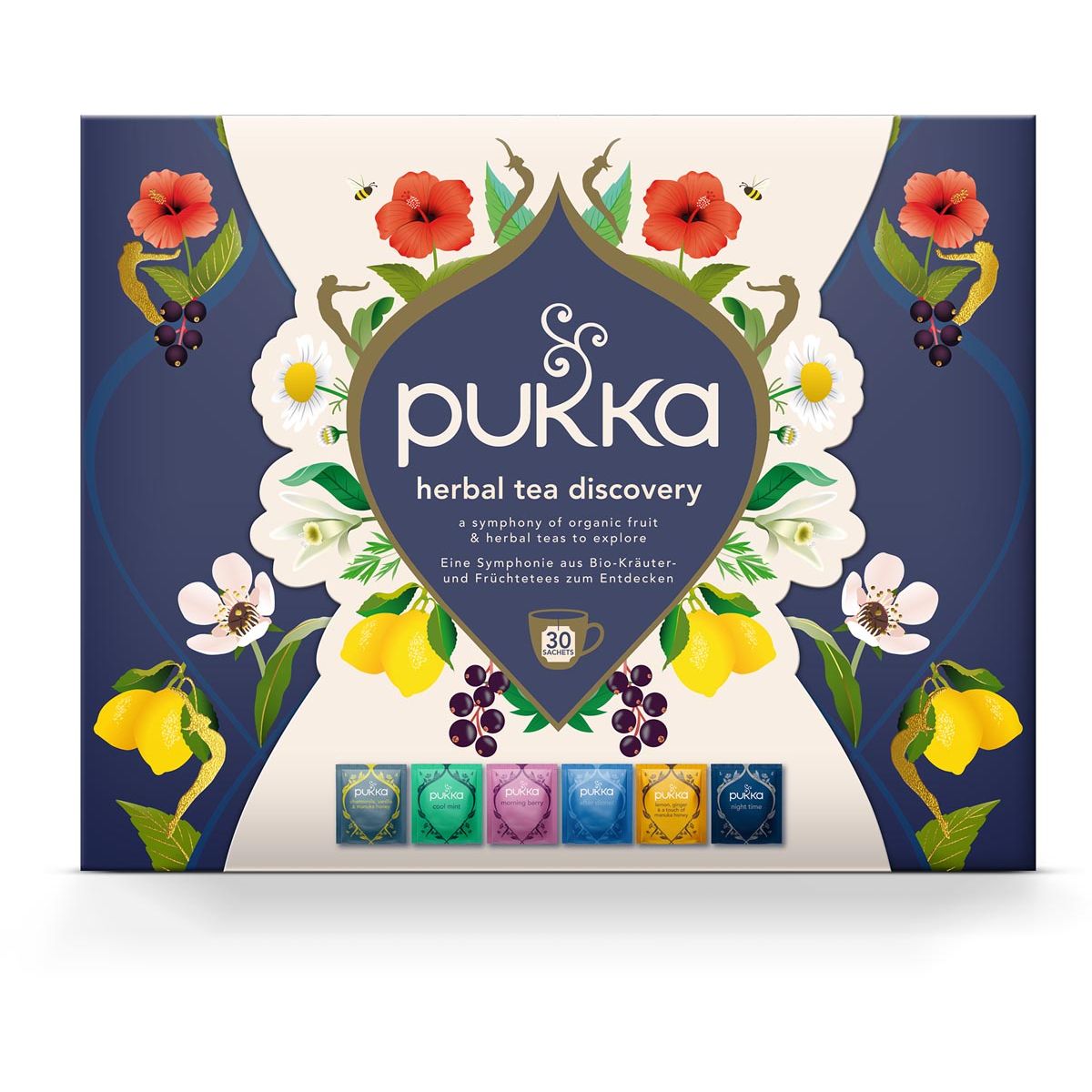 Pukka - coffret découverte thé bio, saveurs assorties, boîte de 30 pièces