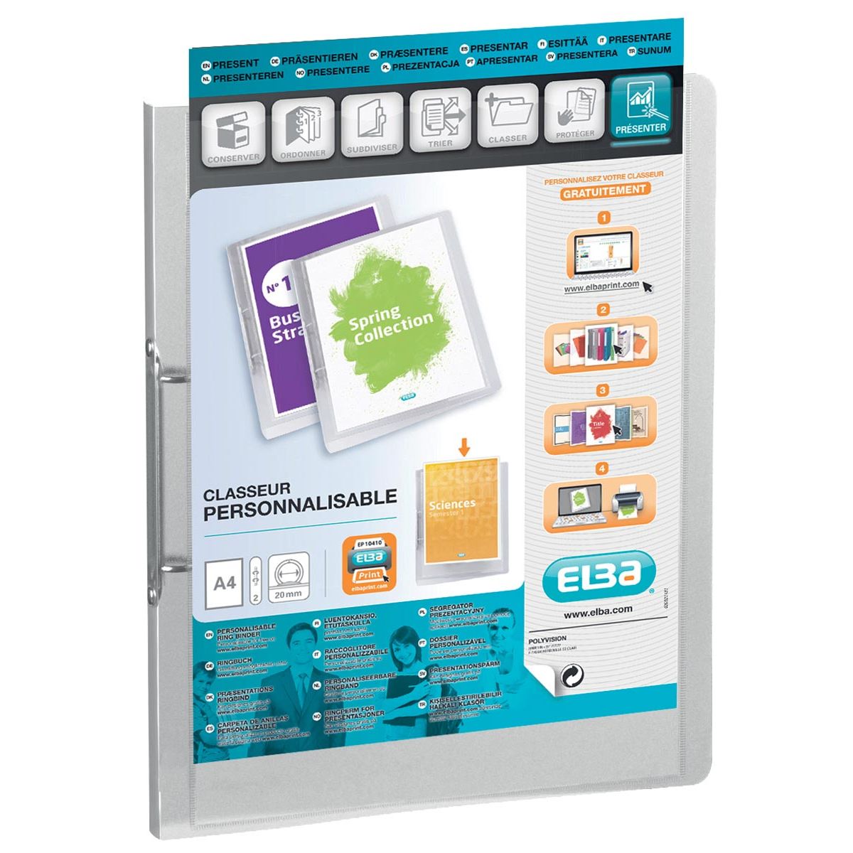 Oxford - Polyvision anpassbarer Ringordner, Größe A4, aus PP, 3 cm Rücken, 2 Ringe, transparent