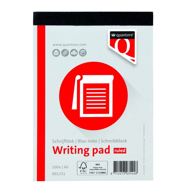 Quantore - Schreibblock A6-Linie 100 Blatt 60 gr | 2 Stk