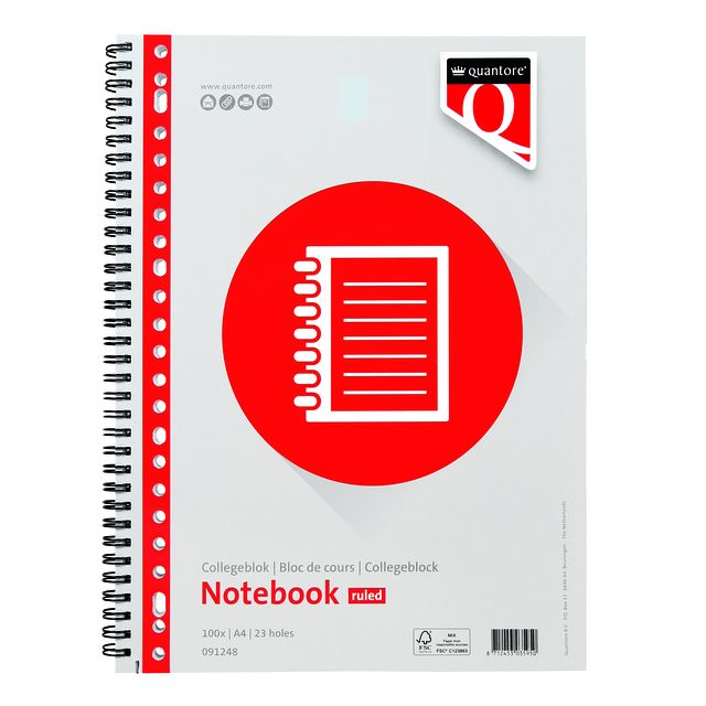 Quantore - Lecture pad A4 line 23-hole 100 sheets 70gr | 5 pieces