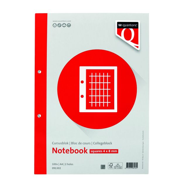 Quantore - Course block A4 diamond 4x8 commercial with margin | 5 pieces