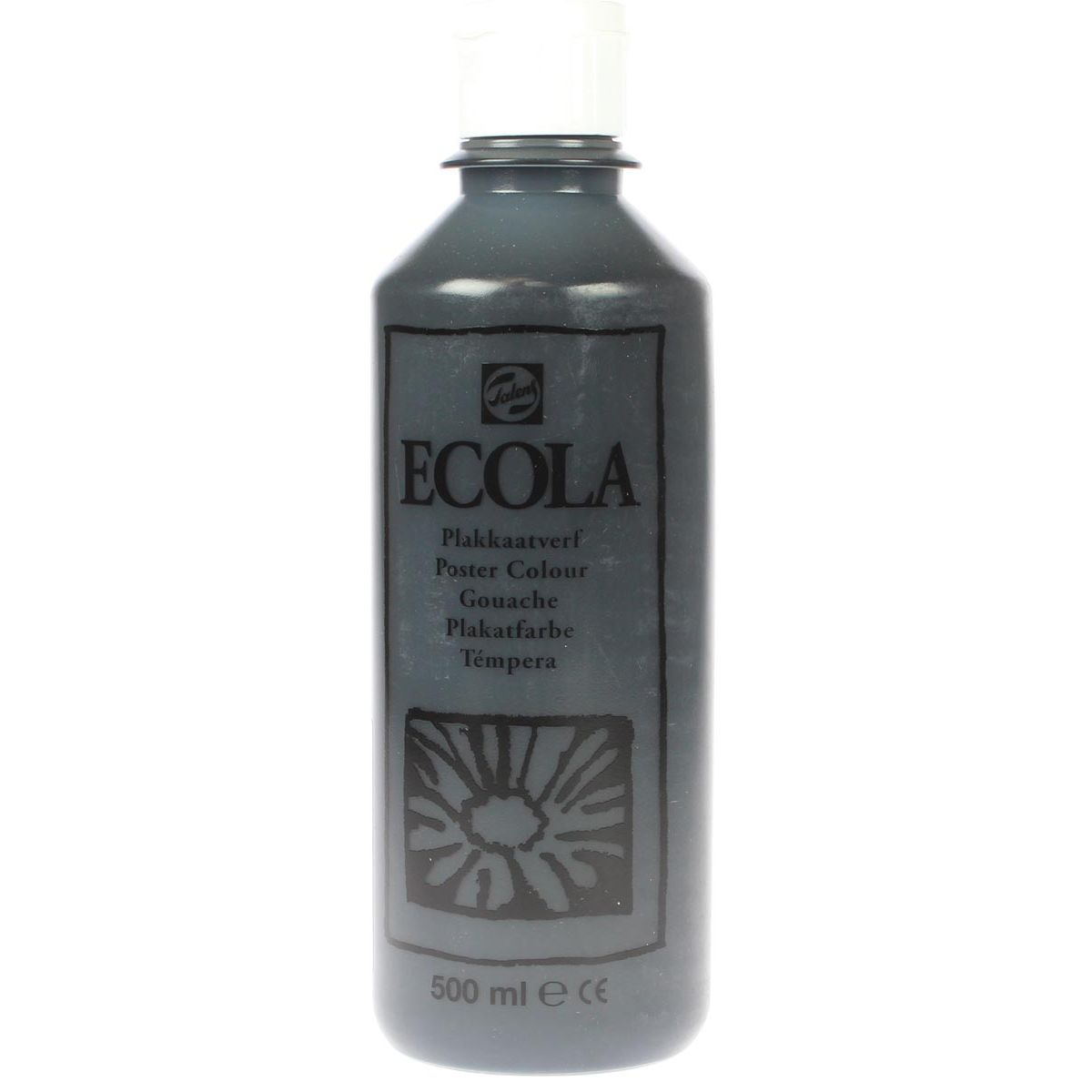 Talens - Ecola plakkaatverf flacon van 500 ml, zwart