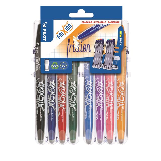Pilot - Rollerpen friXion medium assorti Set2Go à 8 stuks