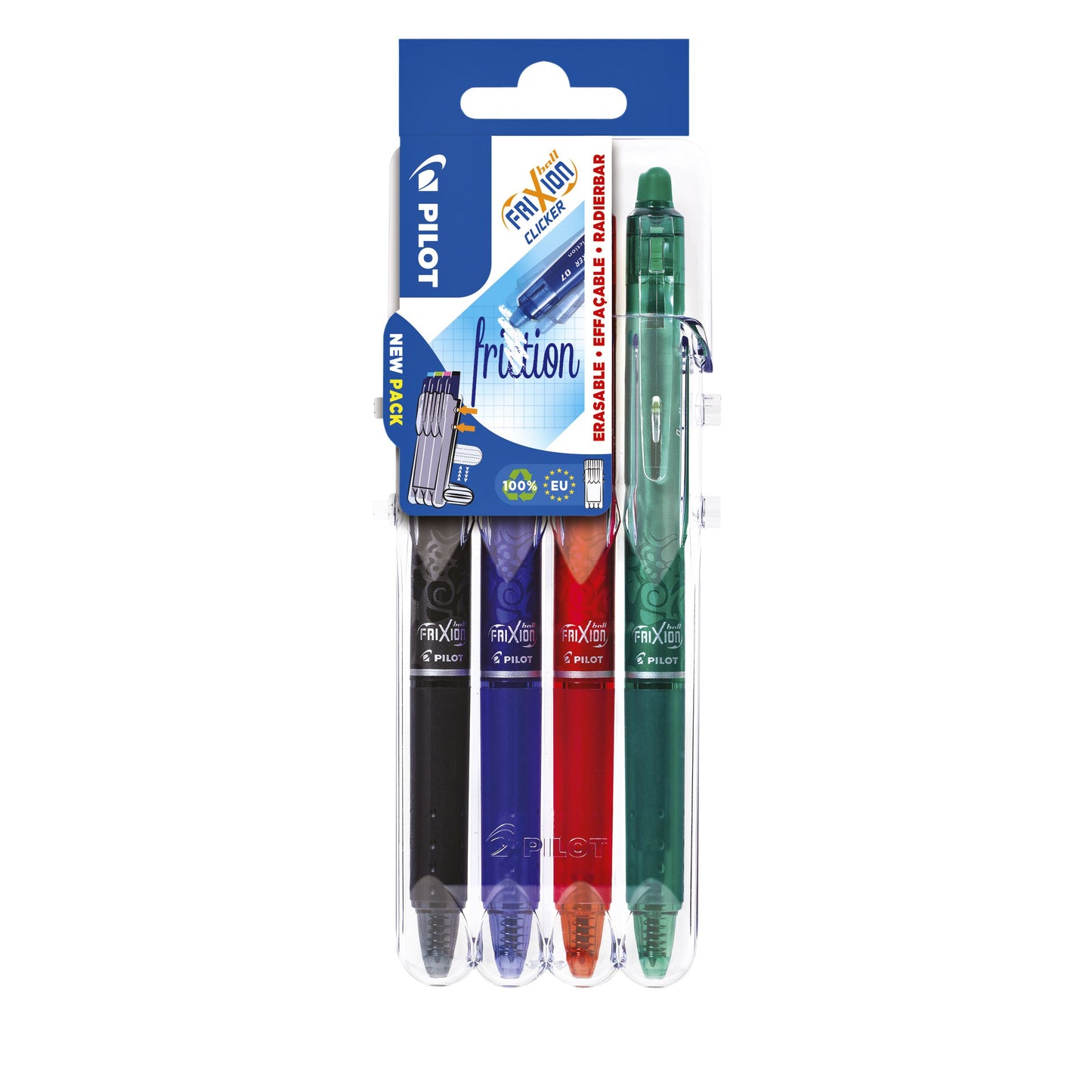 Pilot - Rollerball pen friXion clicker medium base assorted Set2Go of 4 pieces