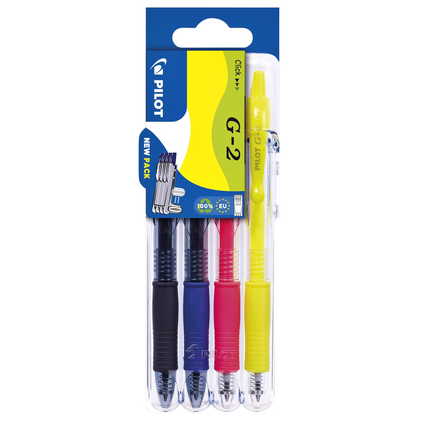 Pilot - Gelschrijver clicker medium neon assorti Set2Go à 4 stuks