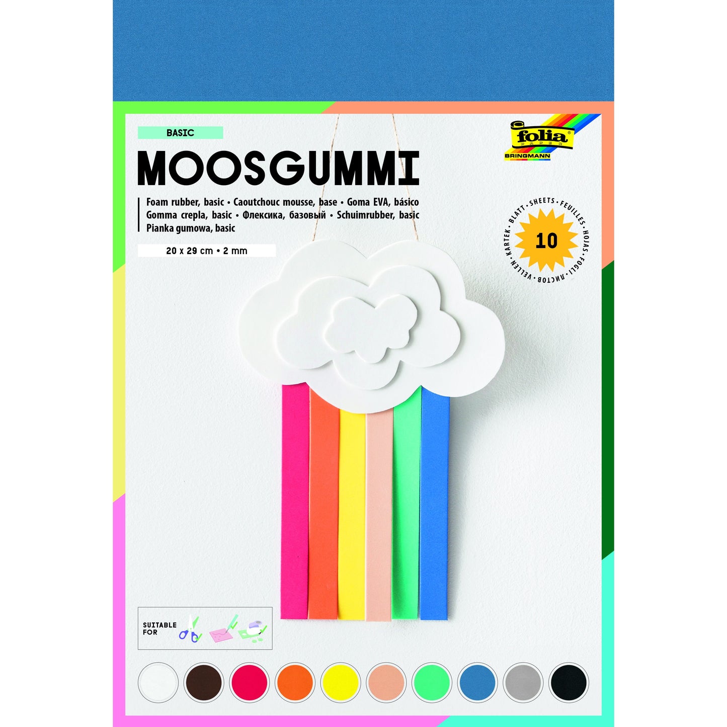 Folia Paper - Foam Folia 20x29cm basic 10 kleuren | 5 stuks