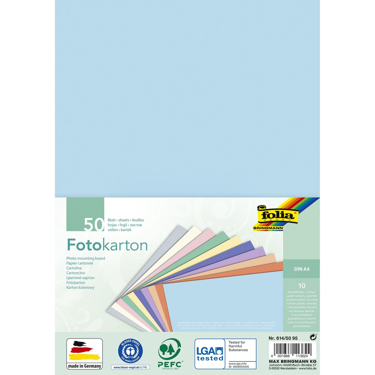 Folia Paper - Fotokarton folia 300gr a4 50vel pastelkleuren