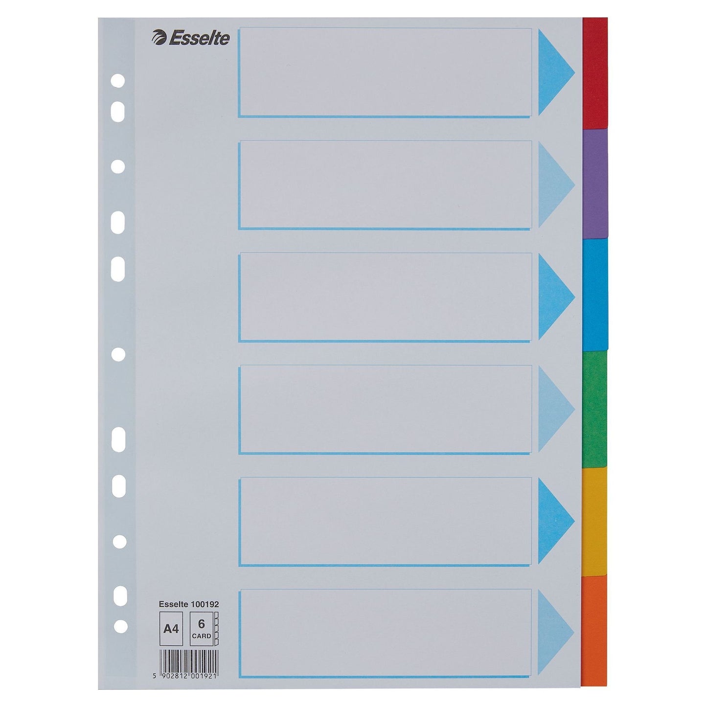 Esselte - Onglets Standard A4 6 pièces en carton 11 anneaux avec page de couverture assortie