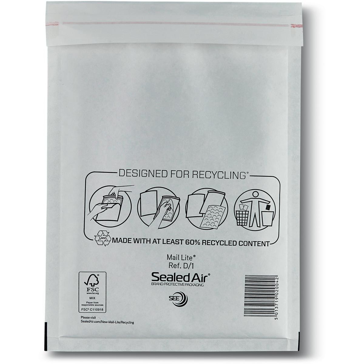 Mail Lite - sobres de burbujas, blanco, D/1, 180 x 260 mm, caja de 200 unidades