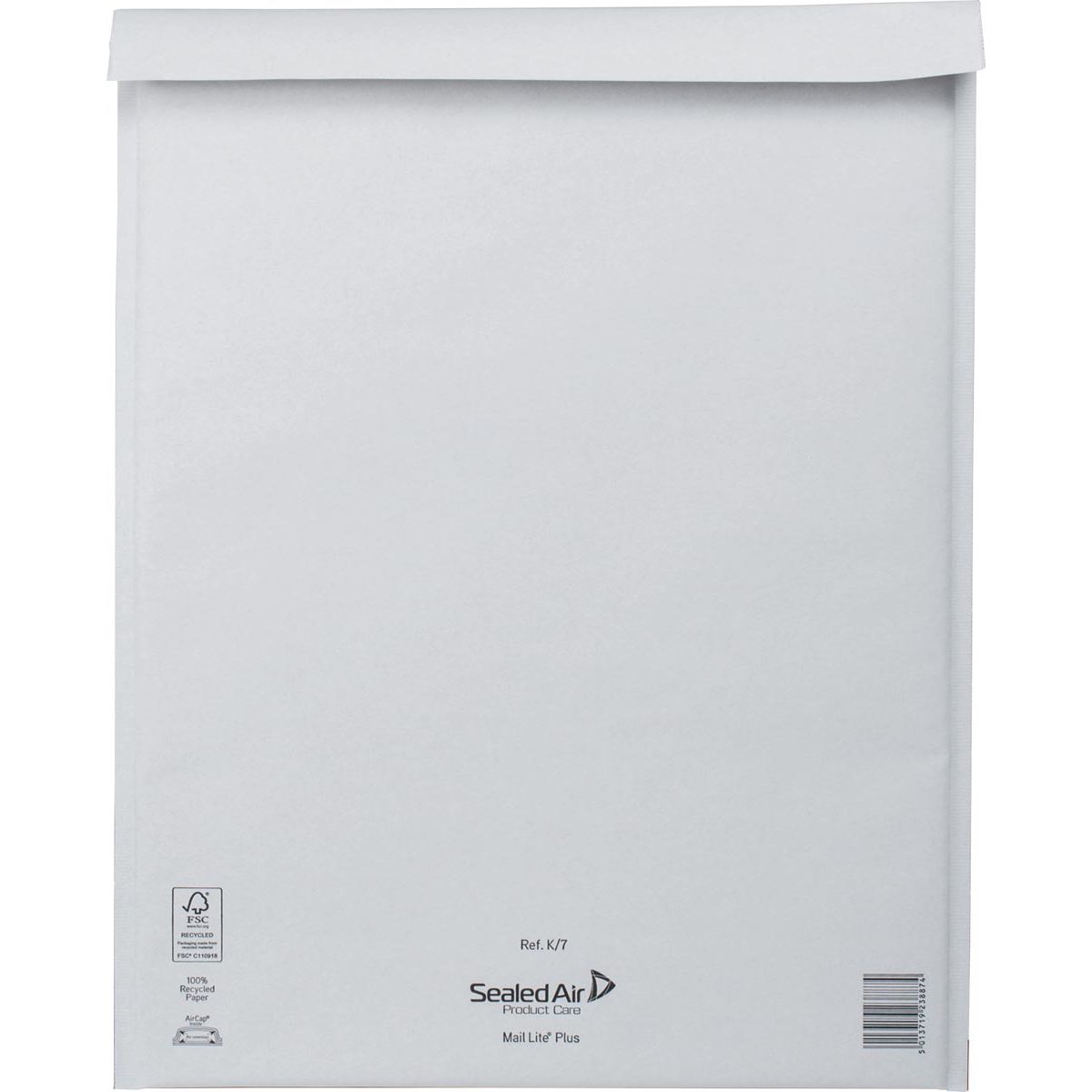 Mail Lite - luchtkussenenveloppen, wit, K/7, 350 x 470 mm, doos van 100 stuks