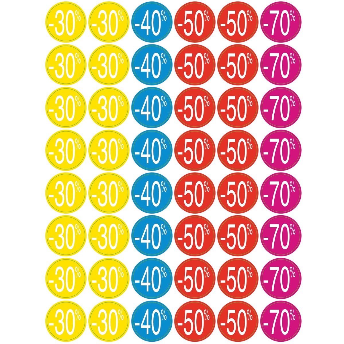 Apli - Agipa kortinglabel van -30% tot -70%, geassorteerde kleuren