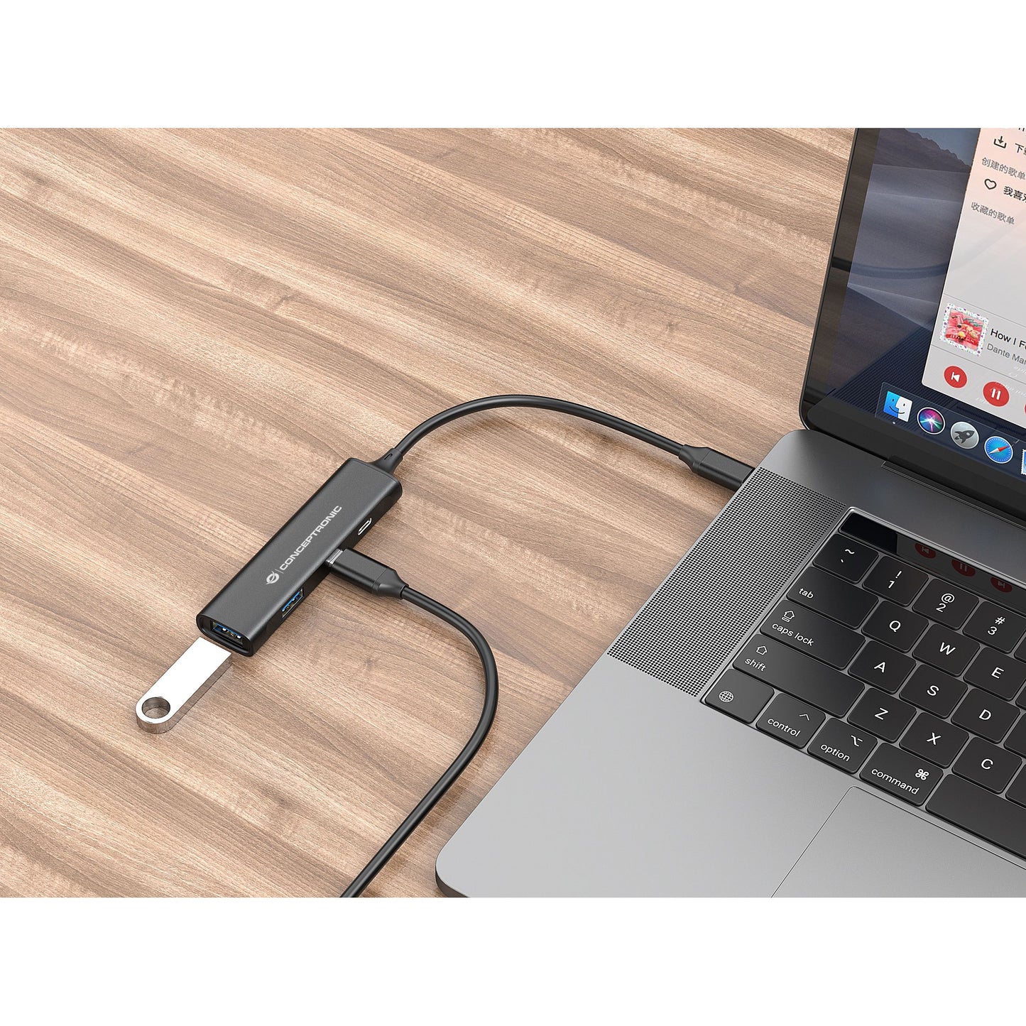CONCEPTRONIC - HUBBIES12B interface hub USB 3.2 Gen 1 (3.1 Gen 1) Type-C 5000 Mbit/s Zwart