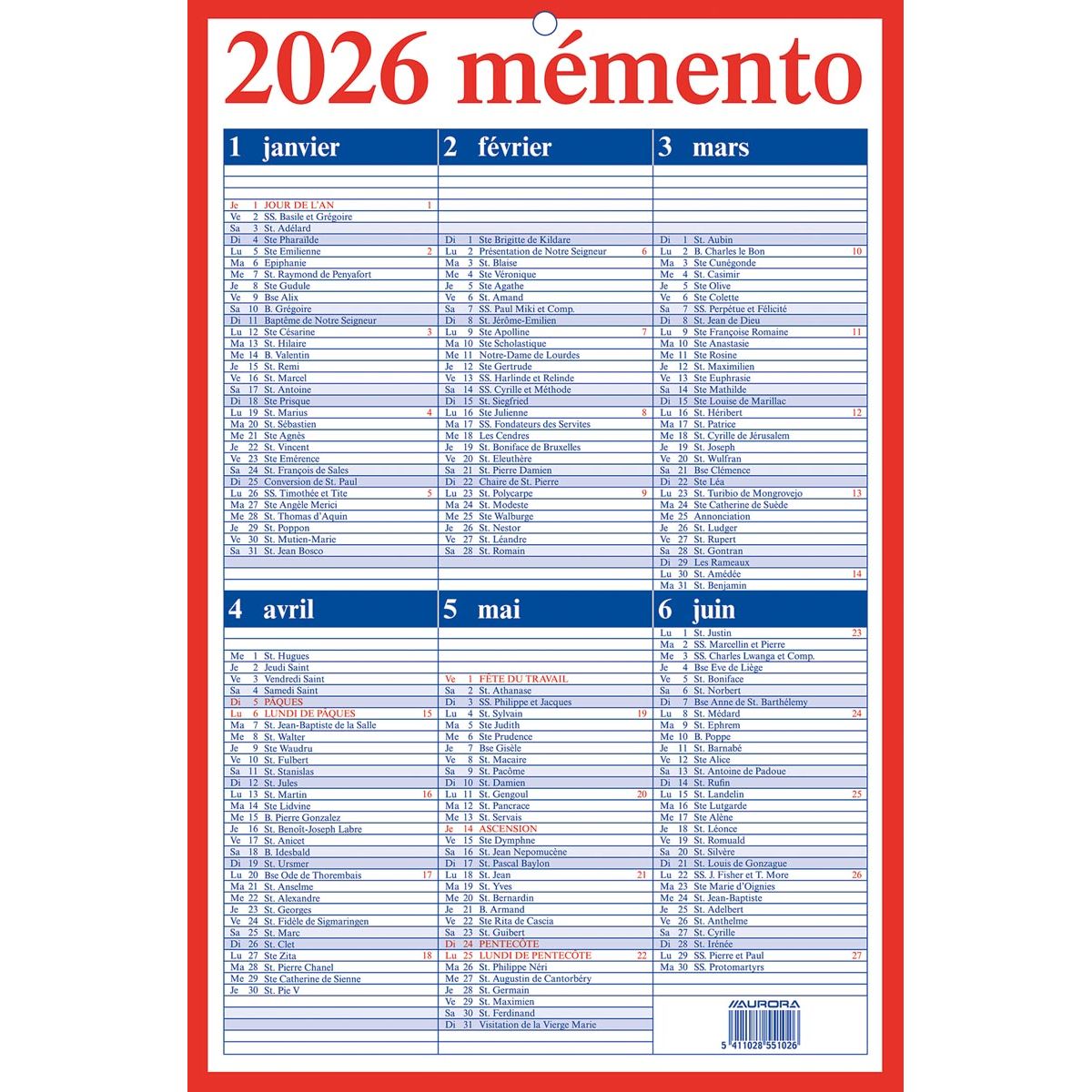 Aurora - Memento 10 Franstalig 2026