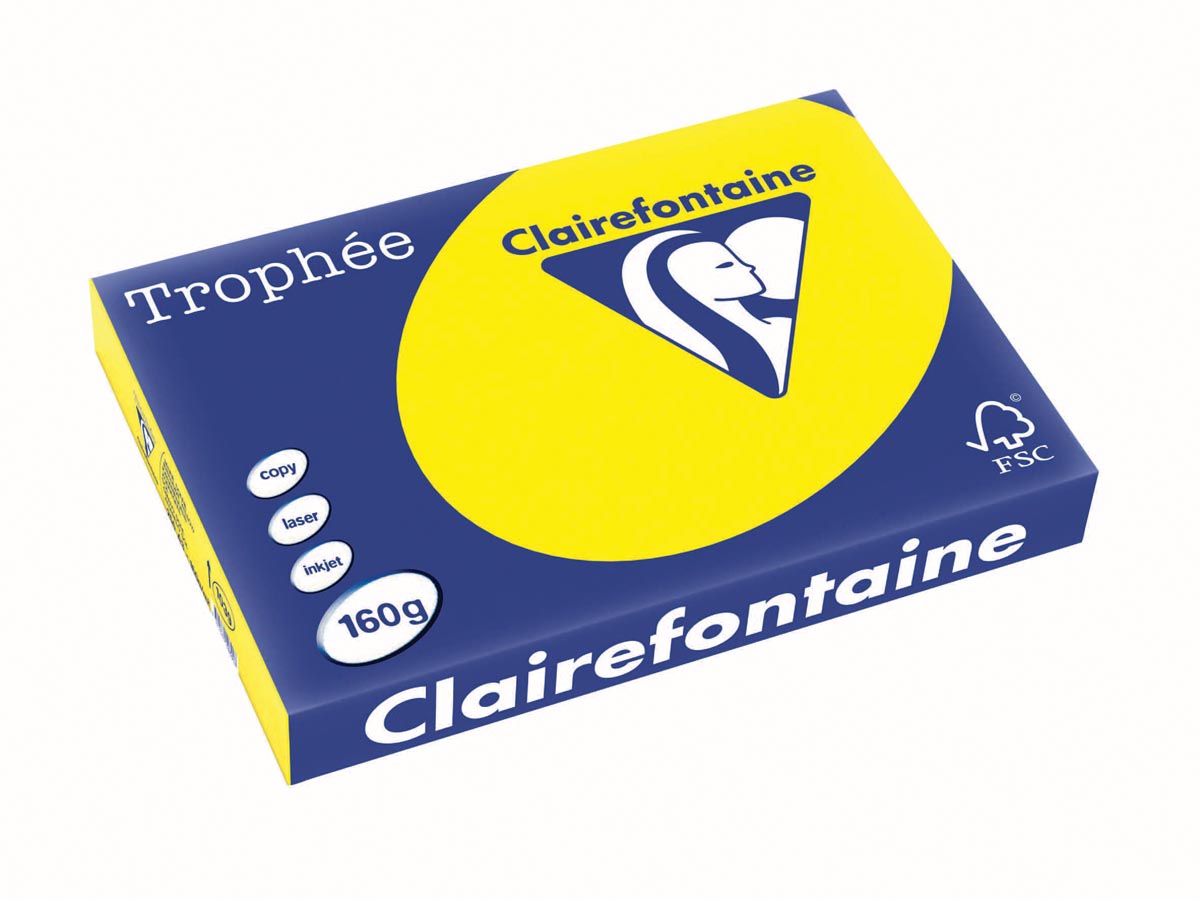 Clairefontaine - Trophée Intens, farbiges Papier, A3, 160 g, 250 Blatt, Sonnenuntergangsgelb