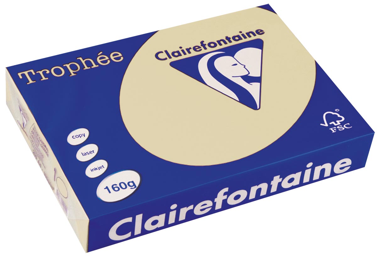 Clairefontaine - Trophée tel, papel de color, A4, 160 g, 250 hojas, gemas