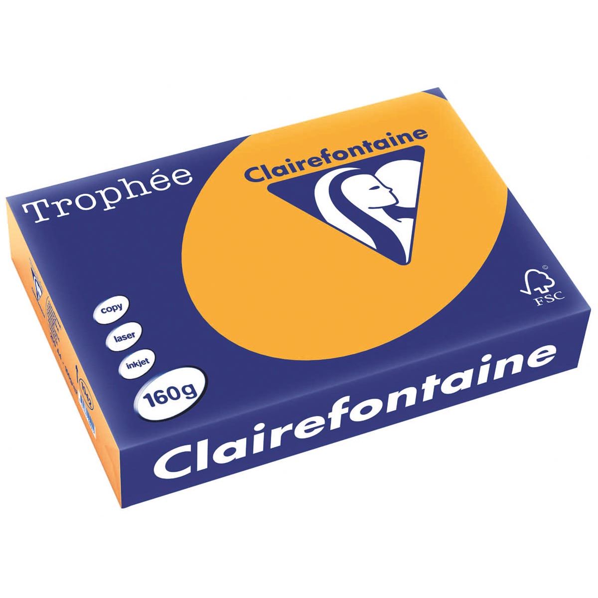 Clairefontaine - Trophée tel, papel de color, A4, 160 g, 250 hojas, naranja