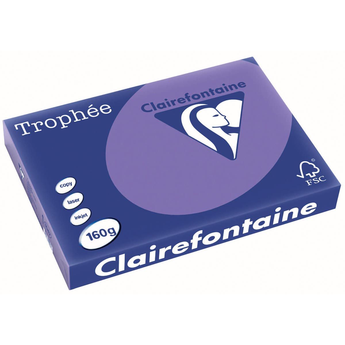 Clairefontaine - Trophée Intens, papier coloré, A3, 160 g, 250 feuilles, violet