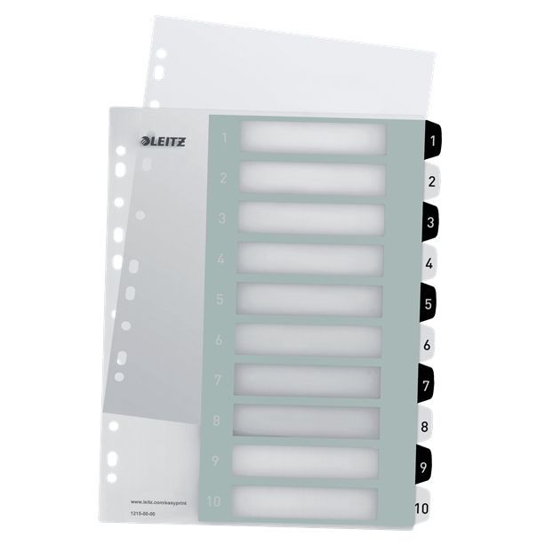 Leitz - Tab WOW A4+ 11 fori 1-10 PP bianco e nero