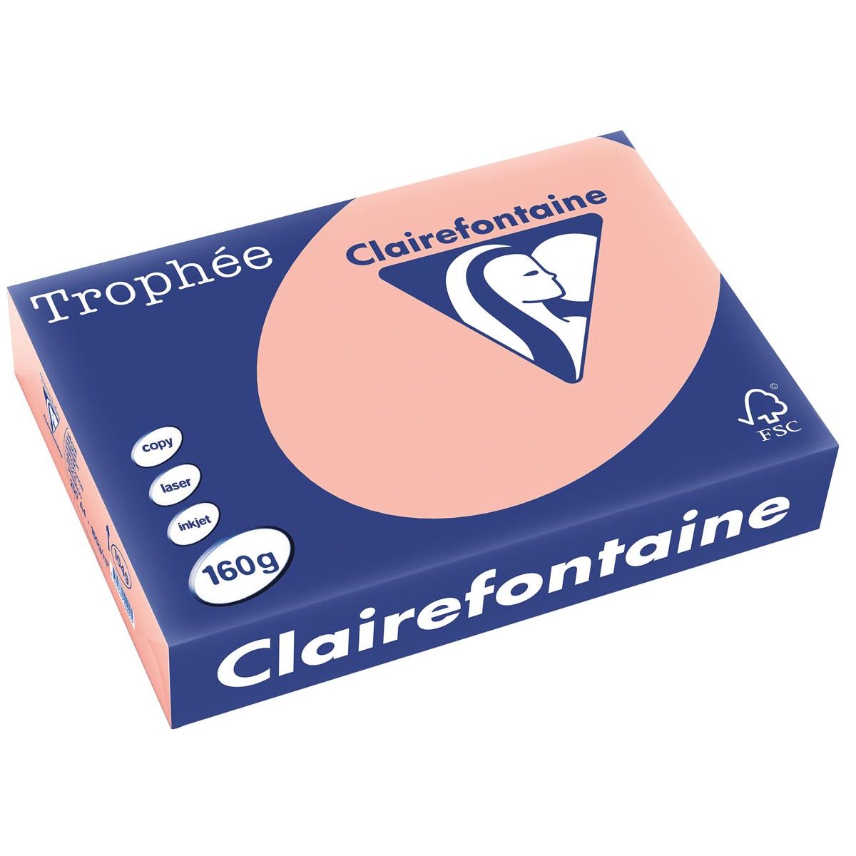 Clairefontaine - Trophée tel, carta colorata, A4, 160 g, 250 fogli, pesca