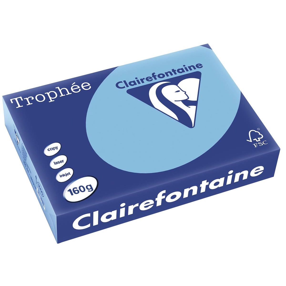Clairefontaine - Trophée tel, farbiges Papier, A4, 160 g, 250 Blatt, Lavendelblau