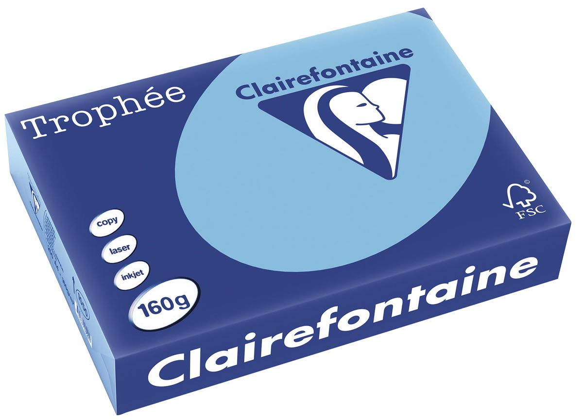 Clairefontaine - Trophée tel, colored paper, A4, 160 g, 250 sheets, lavender blue