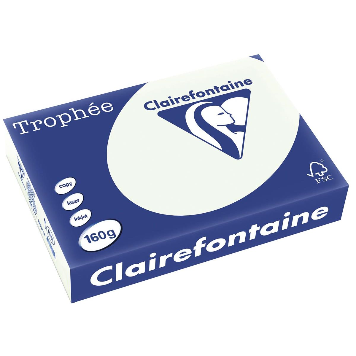 Clairefontaine - Trophée tel, papel de color, A4, 160 g, 250 hojas, verde claro