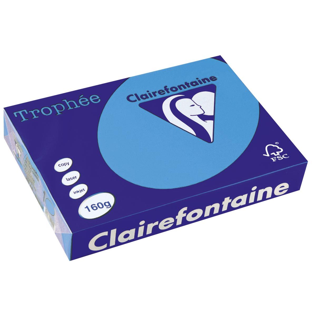 Clairefontaine - Trophée Intens, farbiges Papier, A4, 160 g, 250 Blatt, Königsblau