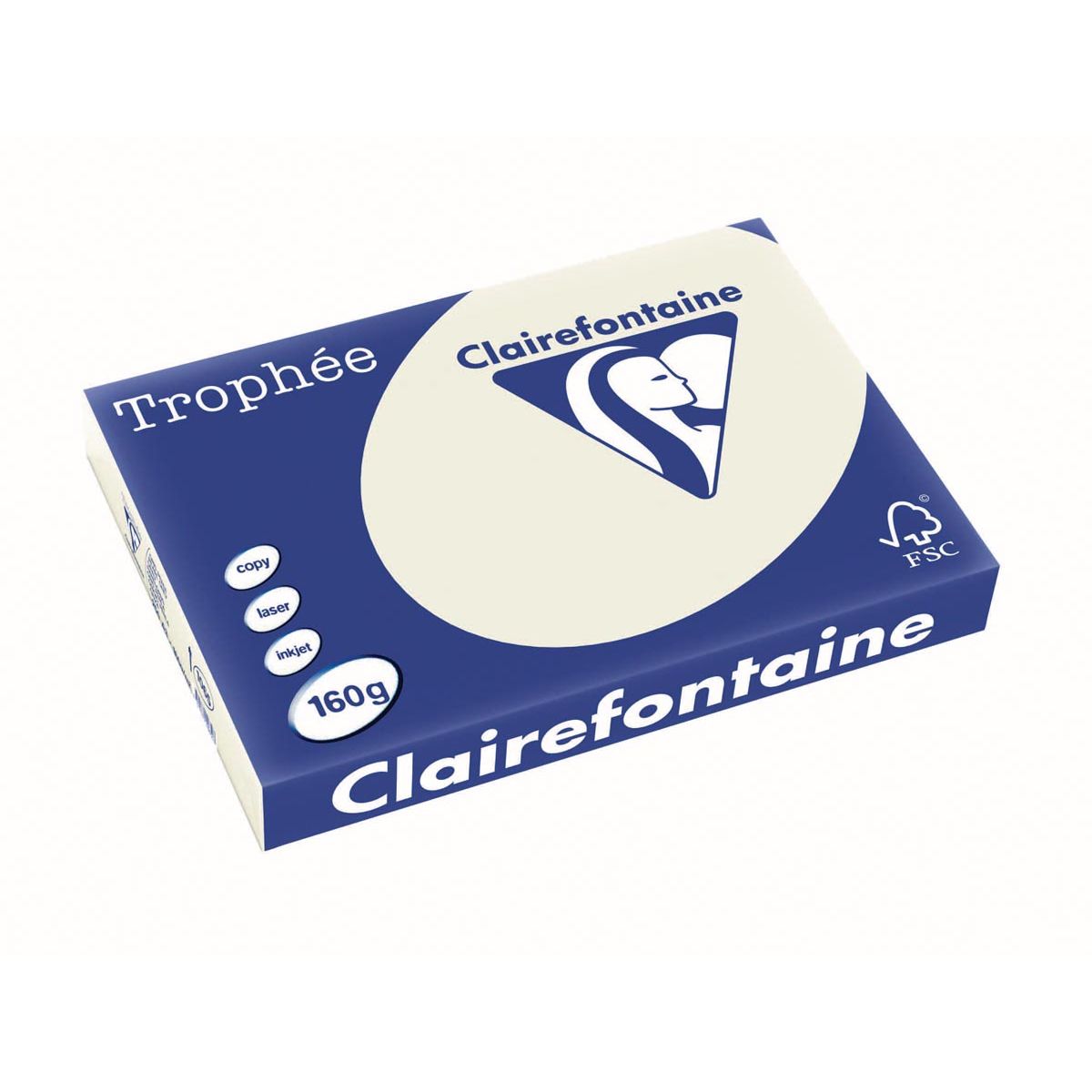 Clairefontaine - Trophée tel, carta colorata, A3, 160 g, 250 fogli, grigio perla