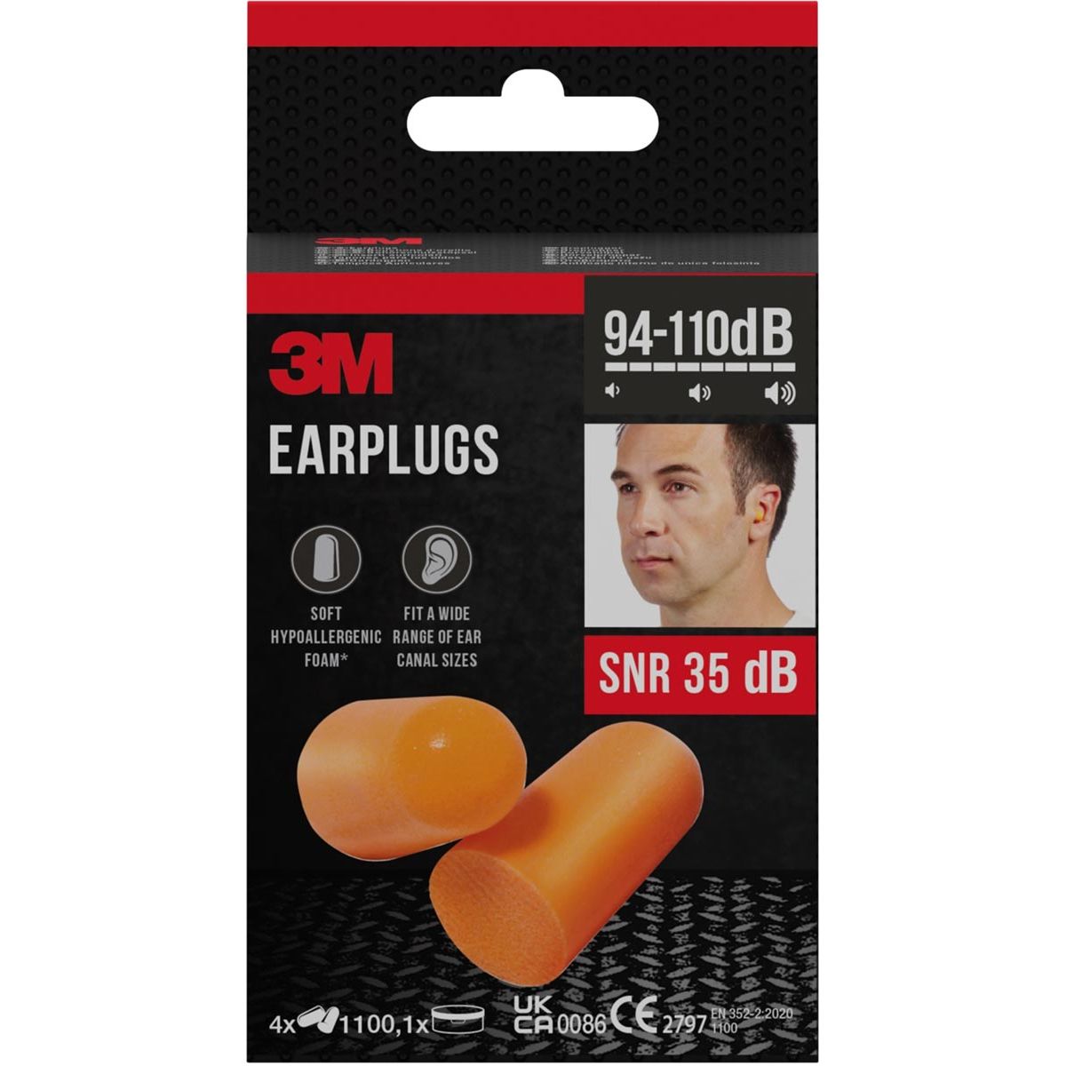 3M - Earplugs 3m 1100 with storage box 4 pairs 94-105db