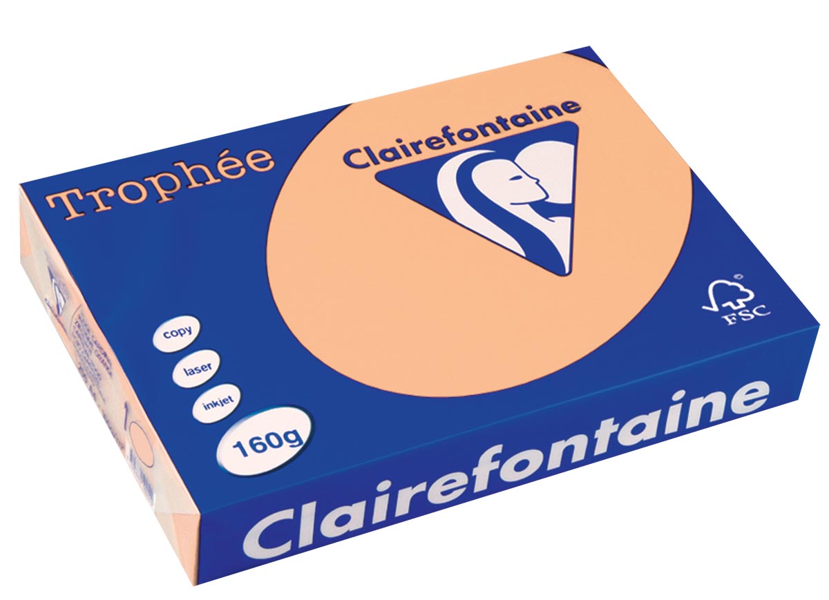 Clairefontaine - Trophée tel, colored paper, A4, 160 g, 250 sheets, salmon