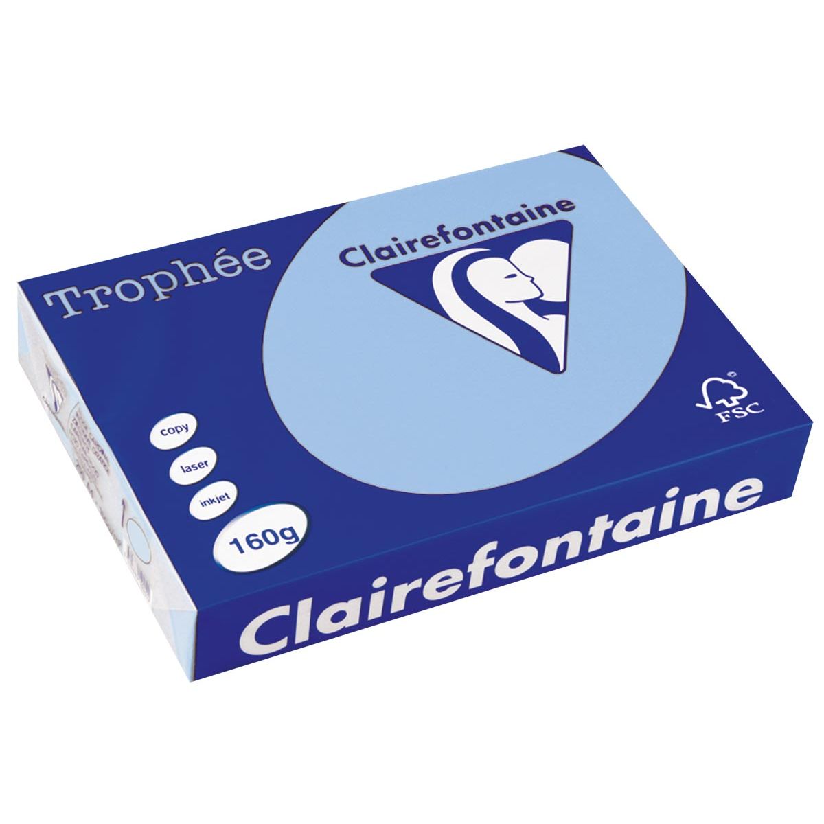 Clairefontaine - Trophée tel, gekleurd papier, A4, 160 g, 250 vel, helblauw