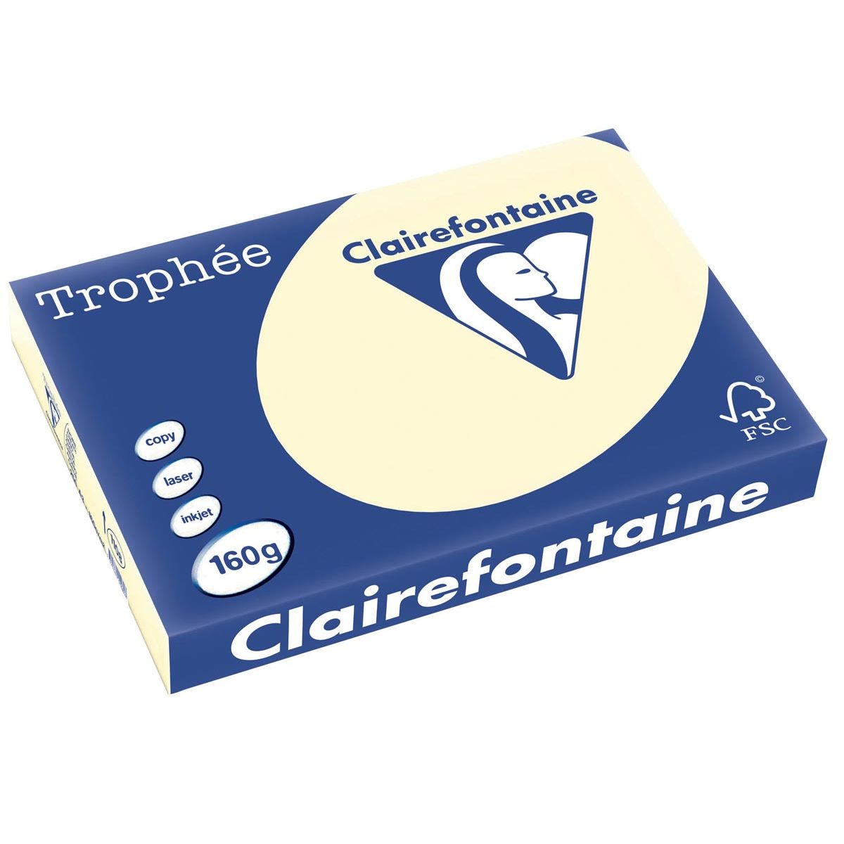 Clairefontaine - Trophée tel, gekleurd papier, A3, 160 g, 250 vel, crème
