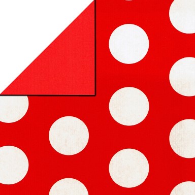 Klika - Cadeaupapier Geschenkpapier White circles in hotred ribbed 70 cm