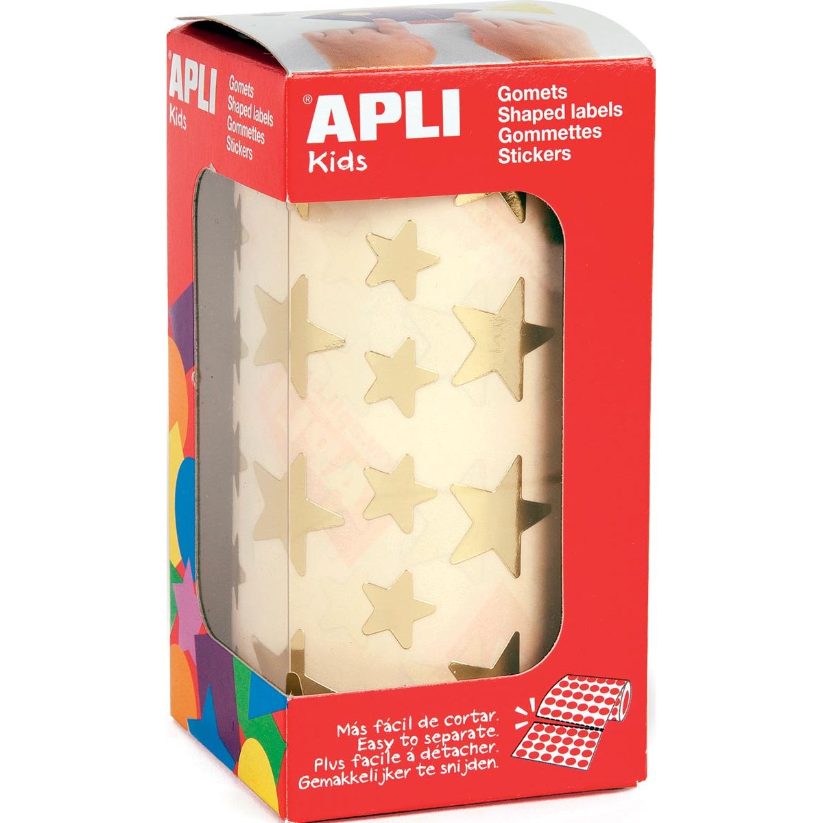 Apli - Kids stickers op rol, ster, 2360 stuks, metallic goud