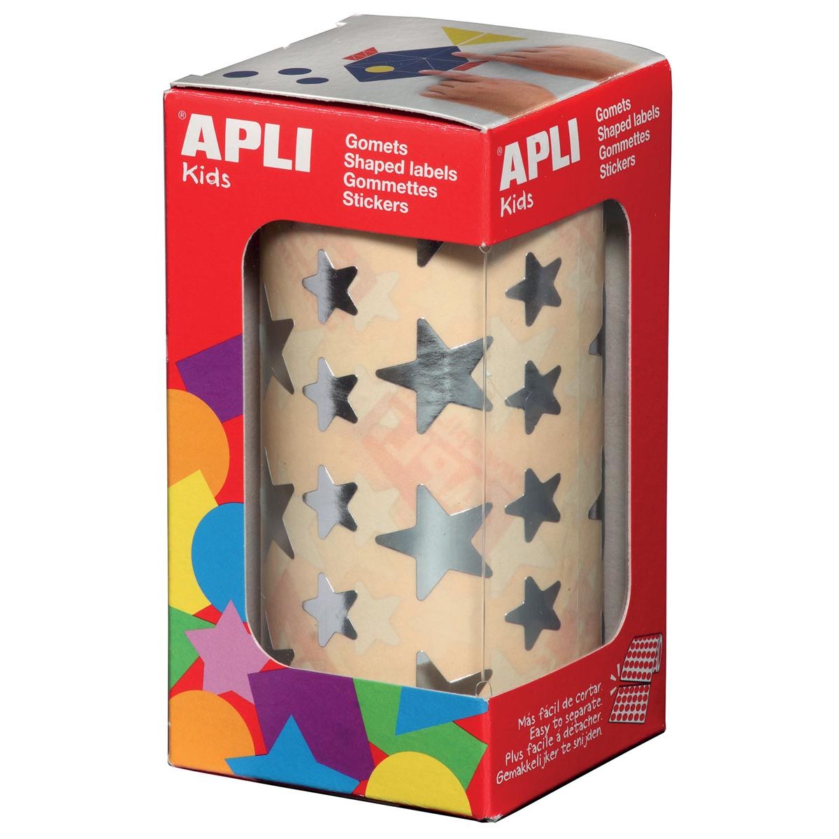 Apli - Kids stickers op rol, ster, 2360 stuks, metallic zilver