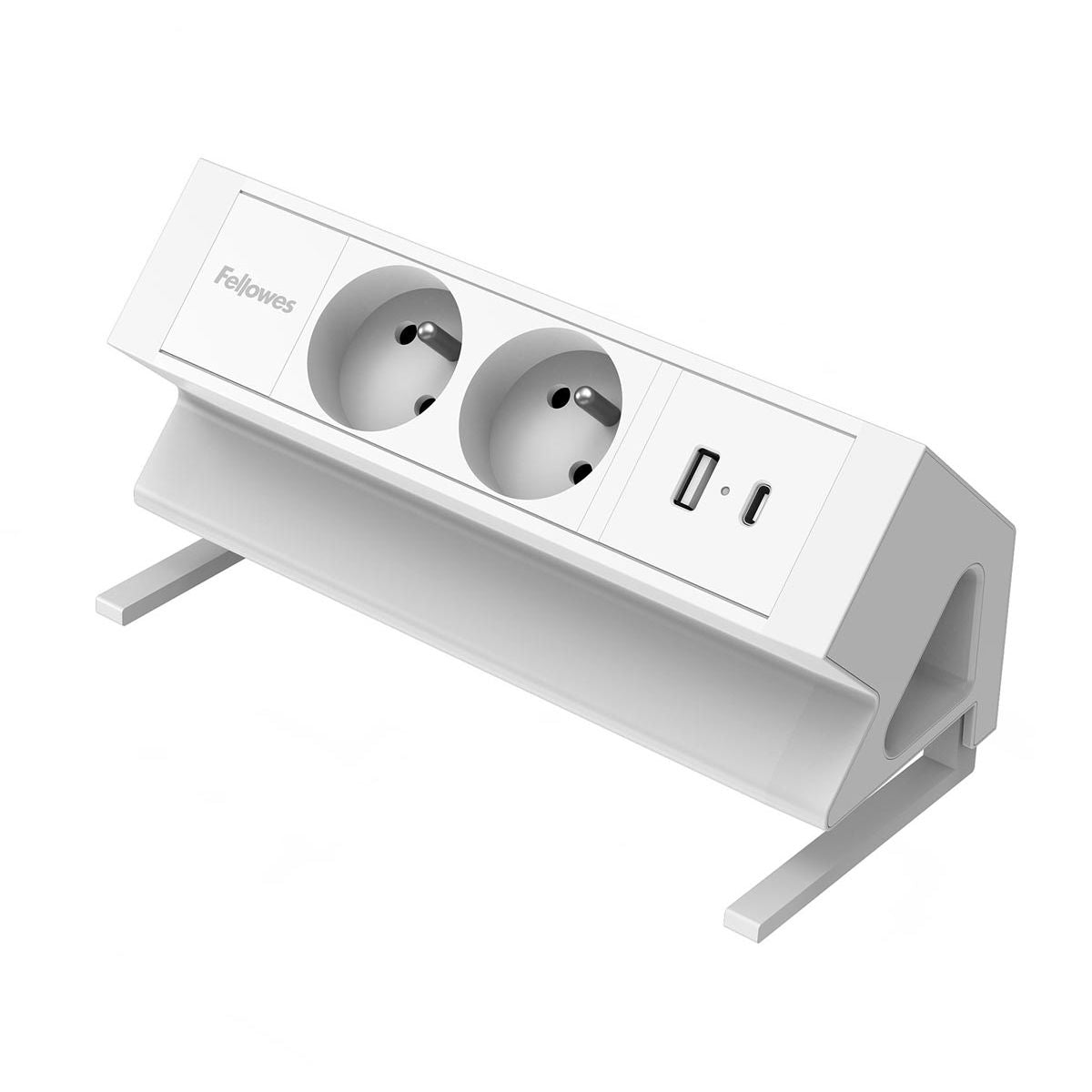 Fellowes - contactdoos Power Desk 2, 2 stopcontacten + 1 x USB-A + 1 x USB-C, wit, voor België