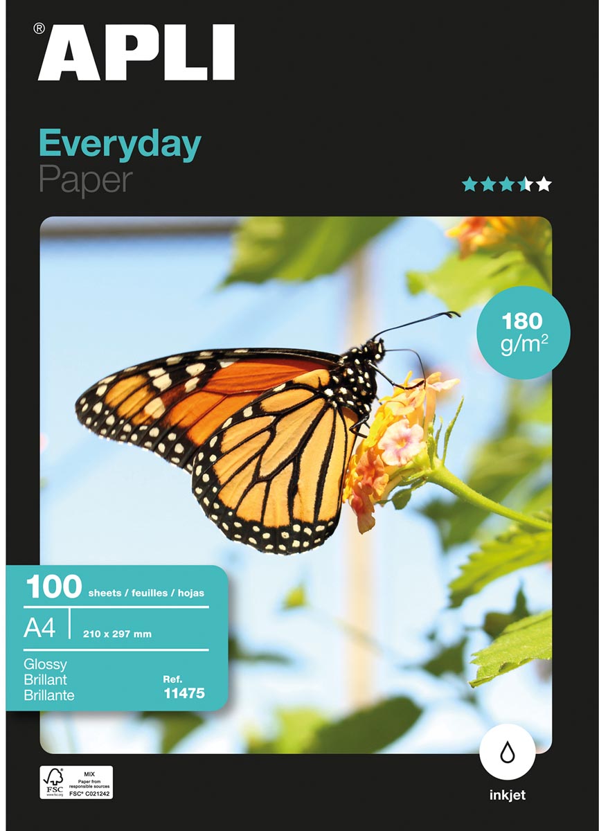 Apli - fotopapier Everyday ft A4, 180 g, pak van 100 vel