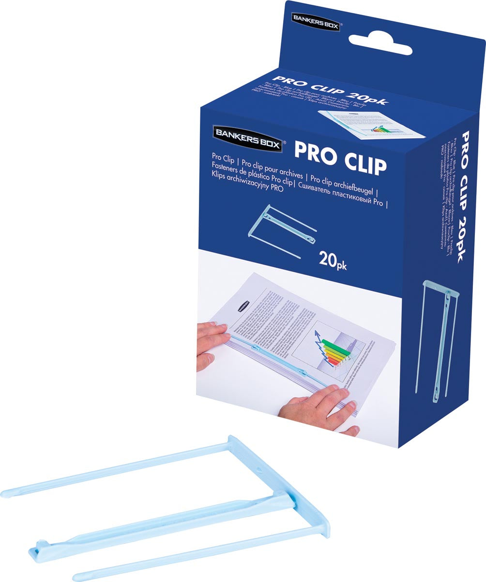 Bankers Box - raccoglitore per archivio Pro-clip, scatola da 20, azzurro