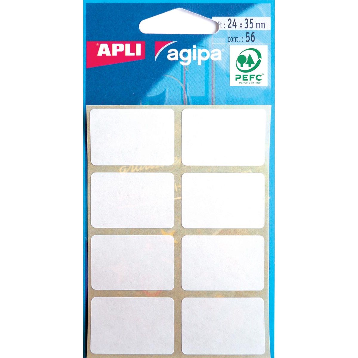 Agipa - witte etiketten in etui ft 24 x 35 mm (b x h), 56 stuks, 8 per blad