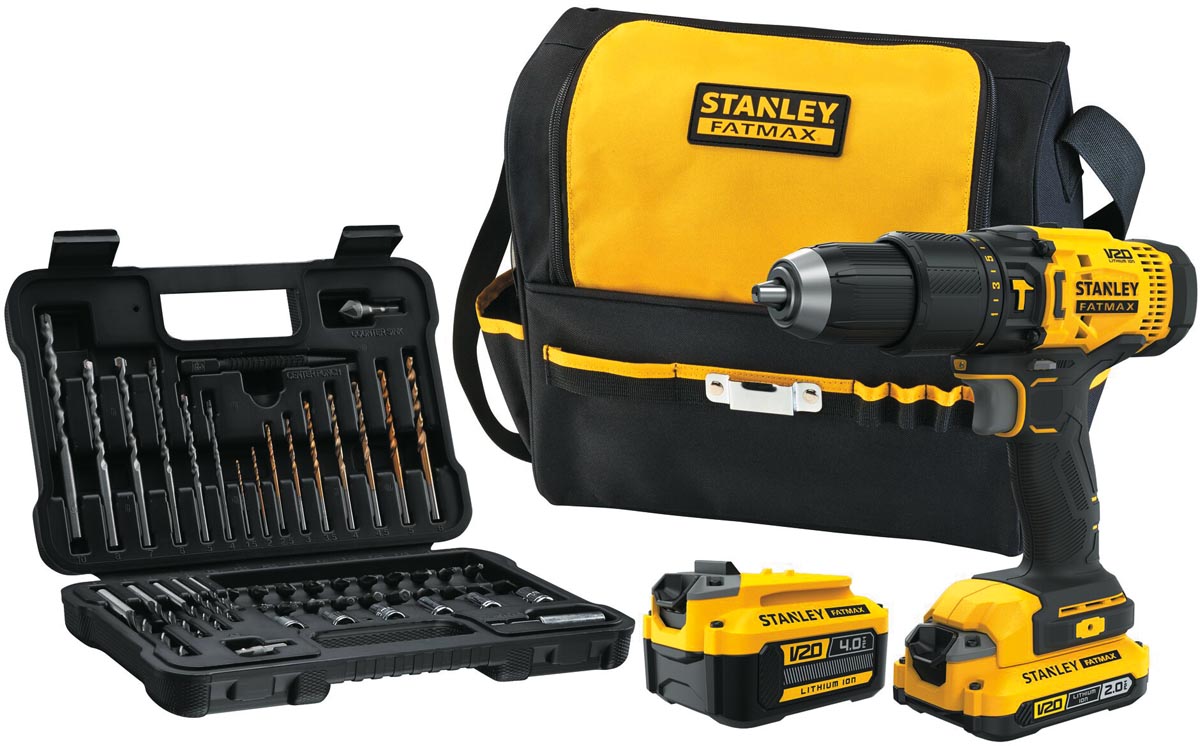 Stanley - Fatmax-Schraubendreher 18V, mit 2 Akkus, Softtasche und 50-teiligem Zubehörset