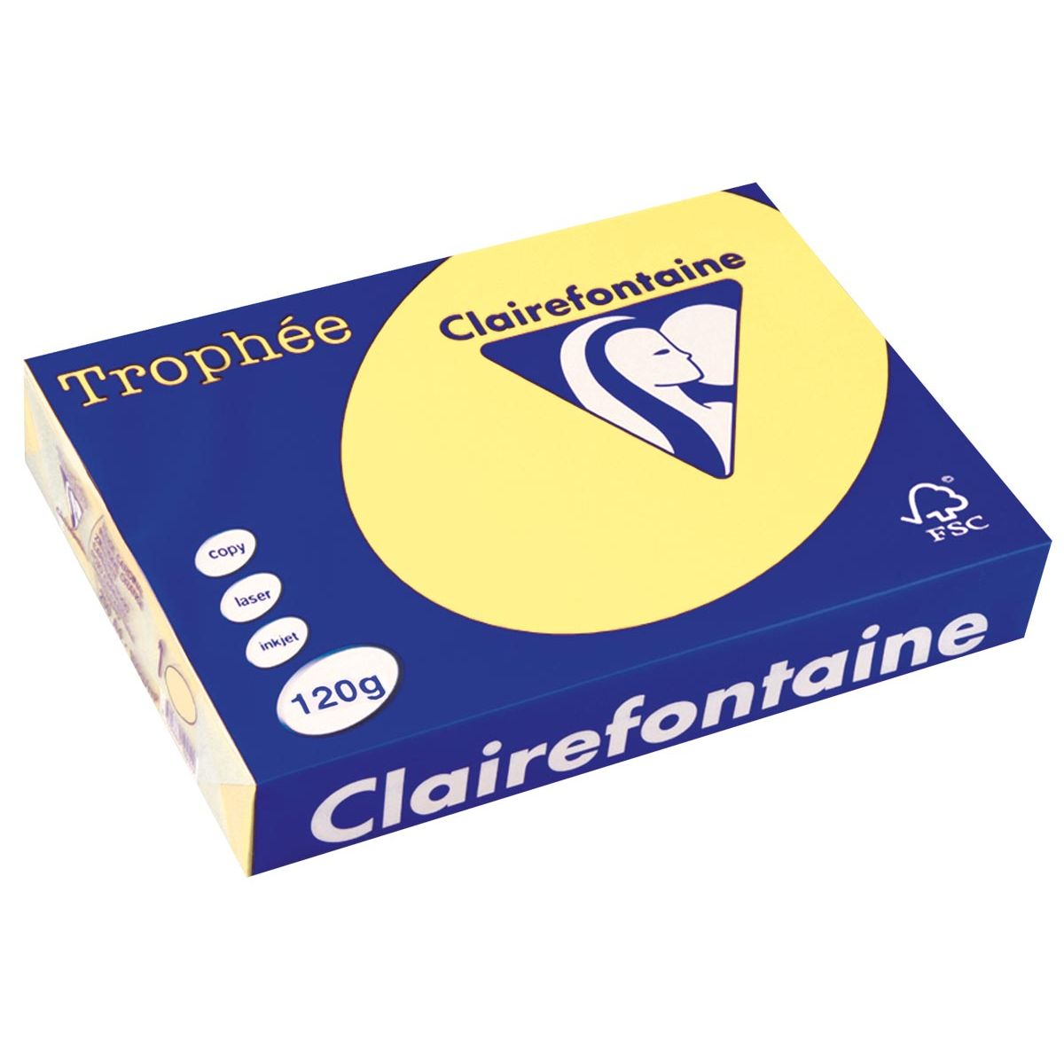 Clairefontaine - Trophée tel, colored paper, A4, 120 g, 250 sheets, lemon yellow